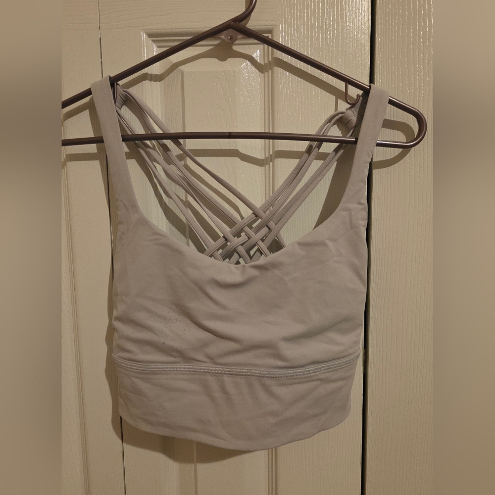 LULULEMON FREE TO BE WILD LONGLINE BRA IN PALE ORCHID SIZE 10